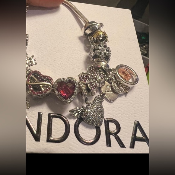 PANDORA SIGNATURE TWO-TONE LOGO CIRCLES DANGLE CHARM Style #: 782287C01 - Picture 10 of 13